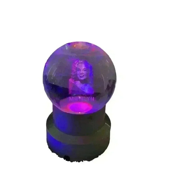 Laser Sketched Crystal Ball on lighted Pedestal-Marilyn Monroe - Picture 3 of 4